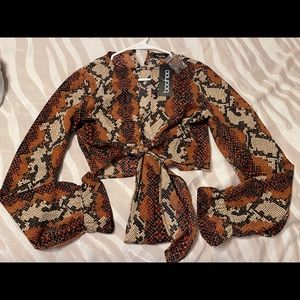 Open Front Snakeskin Croptop